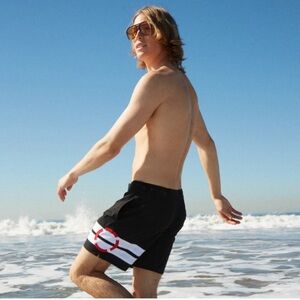 NWT Public Beach Men’s Classic Volley Swim Shorts Navy Blue XL Retro Colorblock